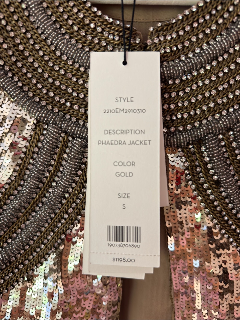 NWT/NBW Veronica Beard Gold Sequin Cropped Embellished Jacket - Picture 5 of 5